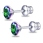 TitanHeart G23 Titanium CZ Stud Earrings, Hypoallergenic F136 Implant Grade Titanium Screw Back Simulated Diamond Earrings for Sensitive Ears, 6mm 5A Cubic Zirconia Stud Earrings for Women