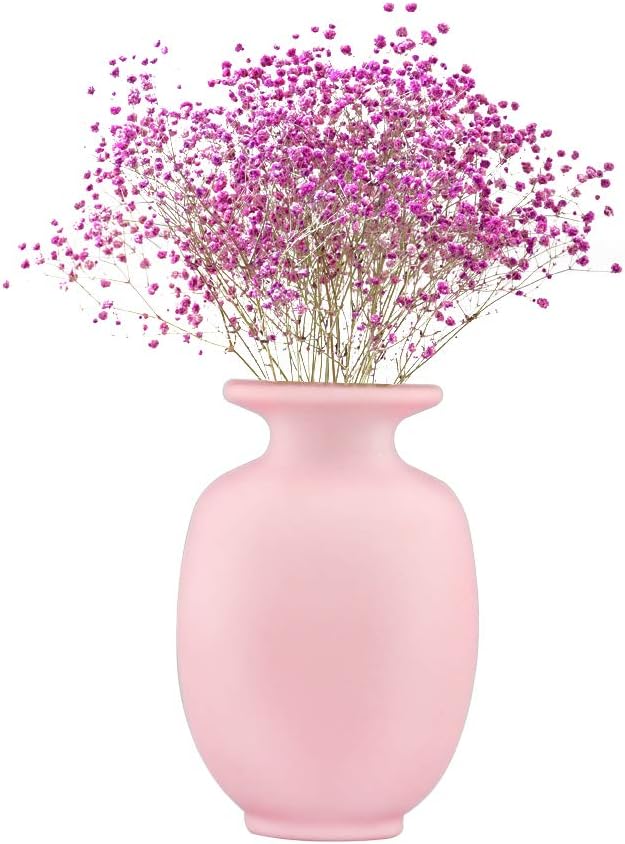 Silicone Sticky Flowers Vases Flexible Wall-Mounted for Window, Refrigerator, Cabinet, Ceramic Tile, Loading Water Drilling-Free Hanging Decorative Pots,Beige (Pink)