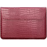 Seanai Laptop Sleeve Compatible with MacBook Air 13/13.6 inch M4 M3 M2 M1 A3240 A3113 A2681 A2337 A2179 A1932 2025-2018 / Pro M2 M1 2022-2016, Crocodile Grain PU Leather Flap Style Case Bag, Wine Red
