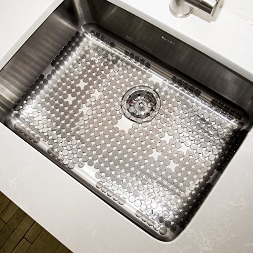BINO 'Cirlcles' AntiBacterial Kitchen Sink Protector Mat, Grey Eco
