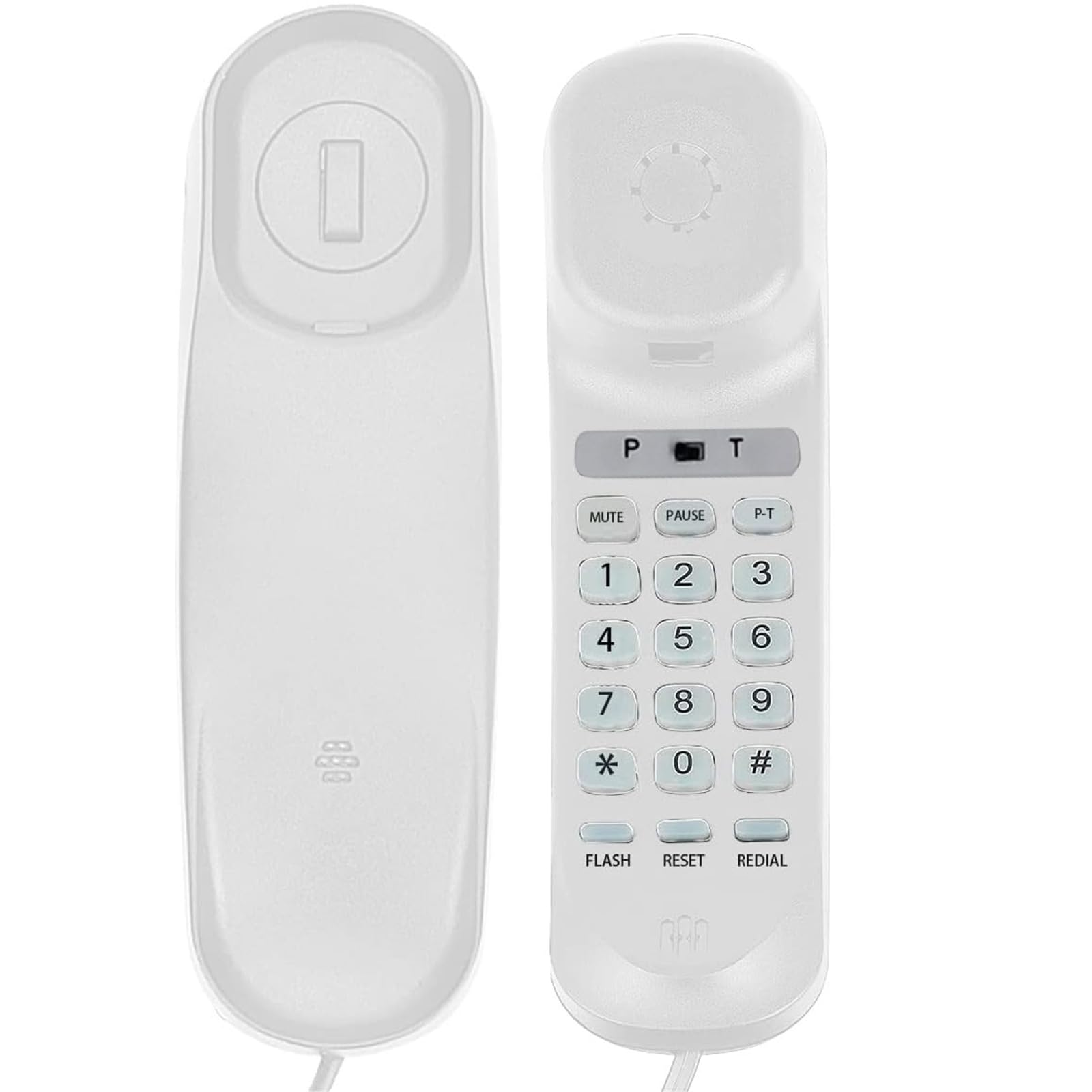Corded House Phones Landline, Wall Mountable Or Desk Landline Telephone, Dial Pad on Base unit Home Phone, Landline Phones Last Number Redial, Pause, Flash for Office, Hotel, Home, Bathroom -White