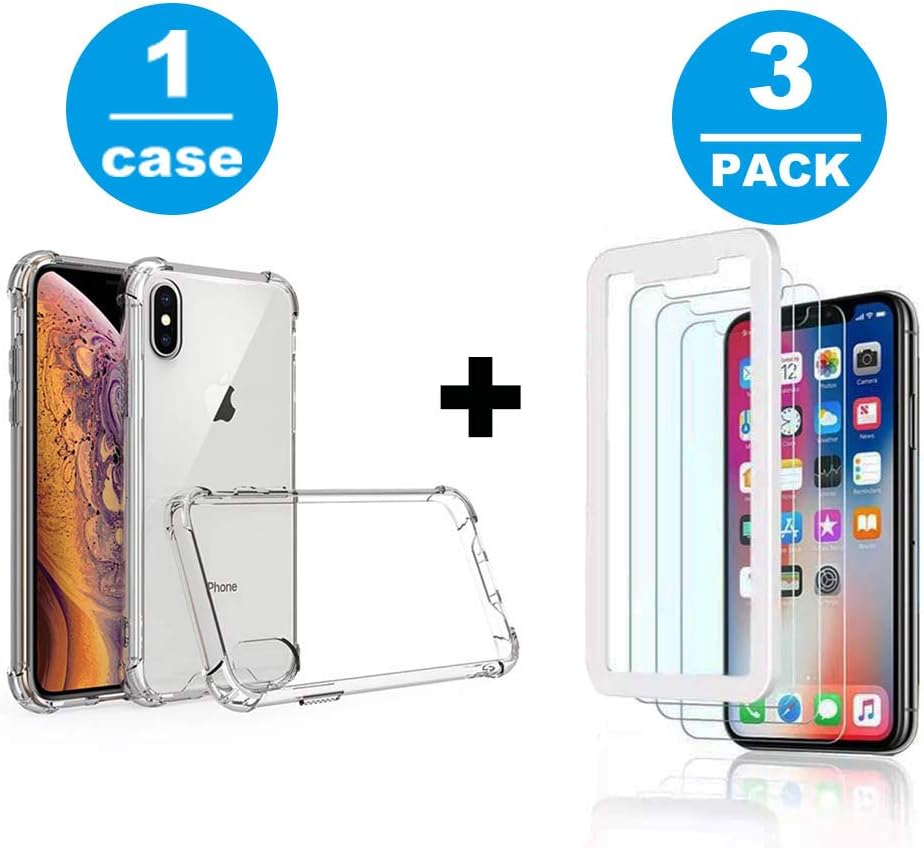 Compatible with iPhone Xs【3Pack】 Screen Protector & 1