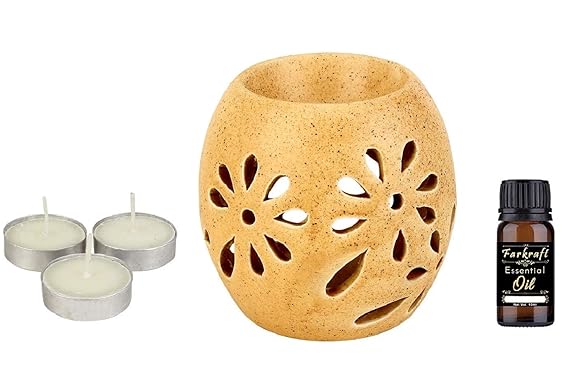 FARKRAFT Ceramic Ethnic Handcrafted Aroma Diffuser , Fragrance : Lemongrass Oil