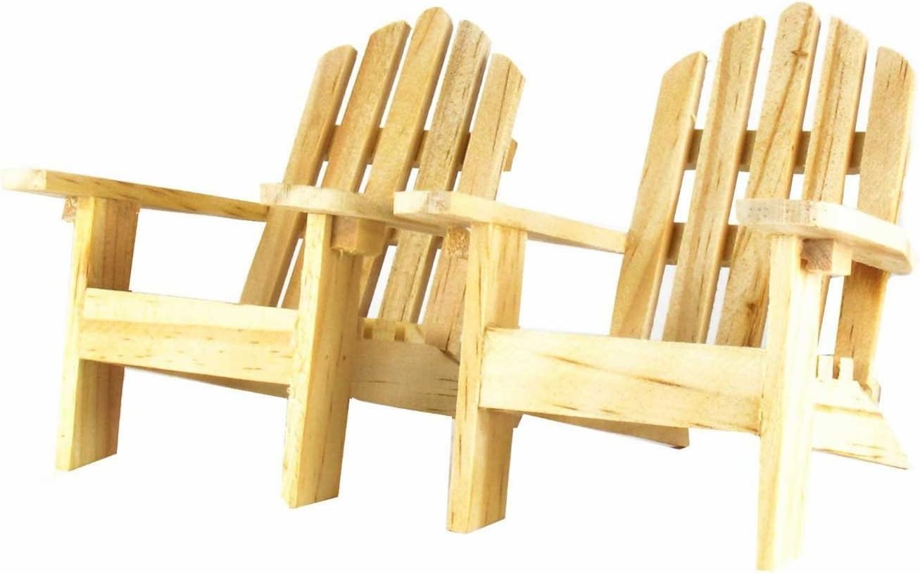 Mini Decorative Adirondack Style Plain Wood Chairs (Set of 2) : Wedding Cake Toppers : Garden & Outdoor
