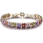 GULICX Fashion Tennis Bracelet for Women Cubic Zirconia Crystal Flower Multicolor Bracelet