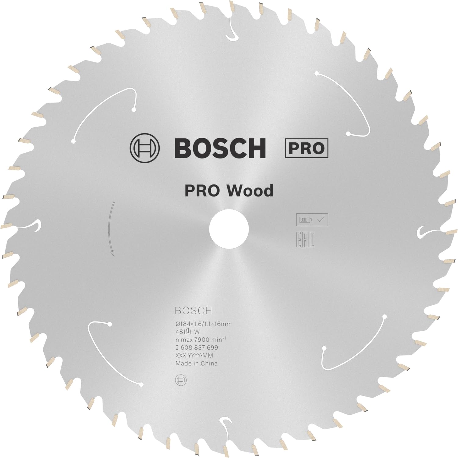 Bosch 1x PRO Wood Circular Saw Blade for Cordless Hand-Held Circular Saws (for Softwood, Hardwood, Ø mm, Professional Accessory Hand-Held Circular Saw)