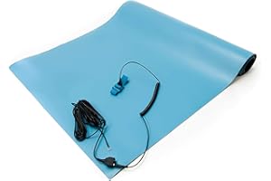 Bertech-2059T ESD High Temperature Mat Kit, 16 Inches Wide x 24 Inches Long x 0.08 Inches Thick, Blue, Includes a Wrist Strap and Grounding Cord, RoHS and REACH Compliant (Assembled in USA)