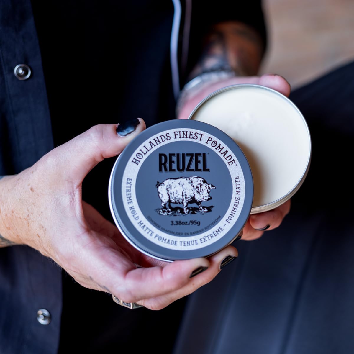 REUZEL Extreme Hold Matte Pomade, Strongest All Day Hold, Water Soluble Styling, No Shine & Flake Free, Easy To Wash Out, For and Hairstyles, 4 oz