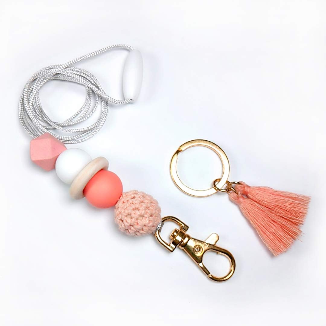 Fashion Silicone Beaded Lanyard with ID Holder and Key ...