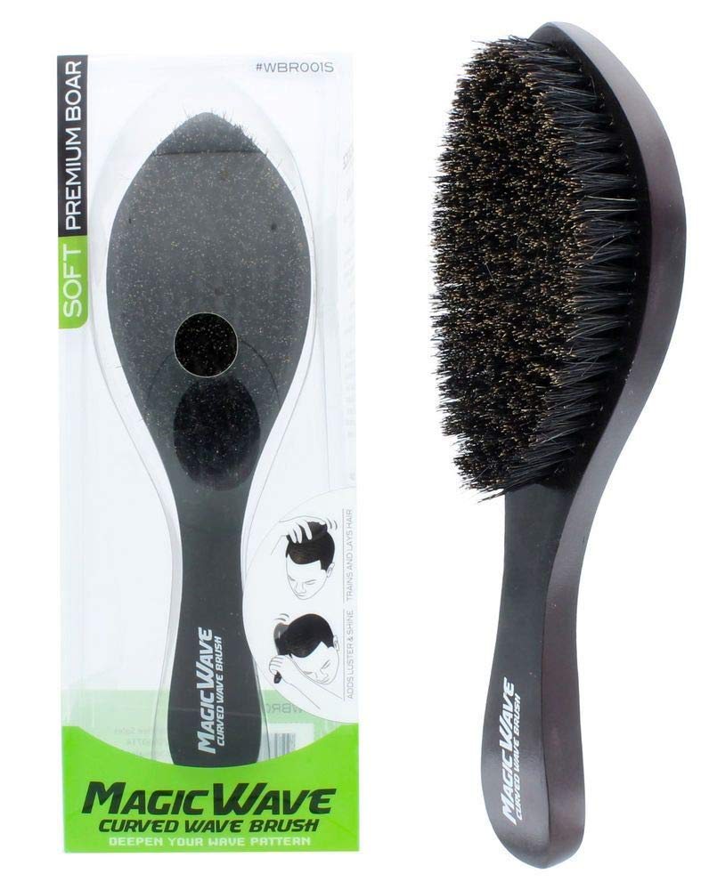 Black Ice Magic Wave Curved Wave Brush Hard Premium Boar Beauty