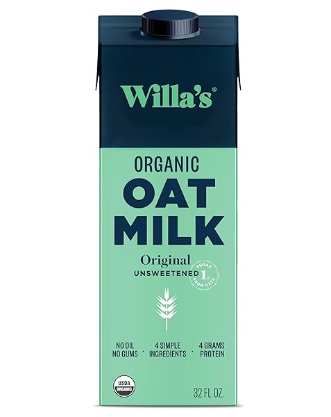 WILLA’S ORGANIC OAT MILK – UNSWEETENED ORIGINAL OATMILK, NON-GMO, SHELF STABLE, LOW SUGAR, NON-DAIRY MILK, MADE FROM WHOLE GRAIN OATS, NO OIL, NO GUMS, 32 OZ – PACK OF 1