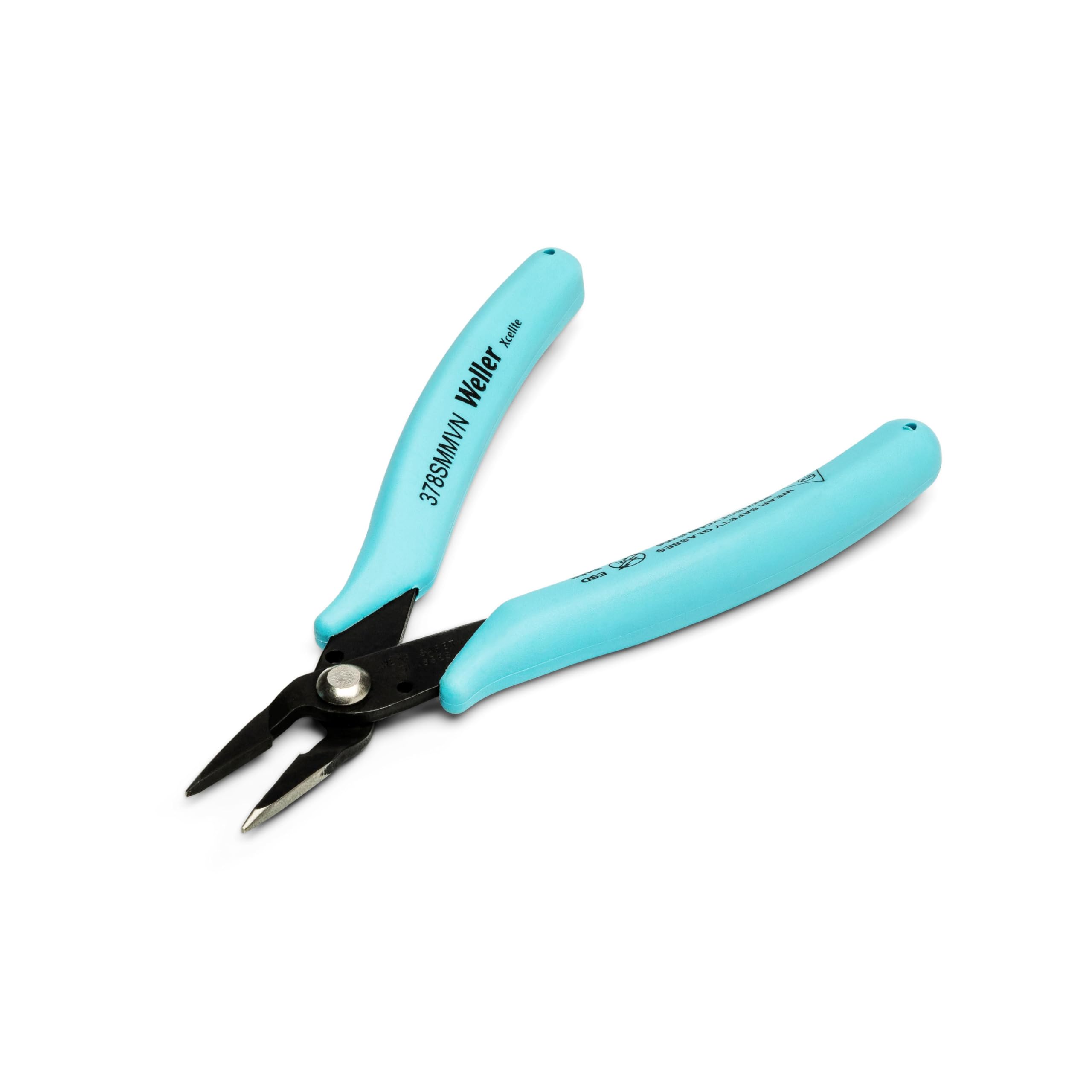 Weller Xcelite 378SMMVN Needle Nose Plier with Smooth Jaws, Blue Grip Thin Profile 139,7 mm (5 1/2")
