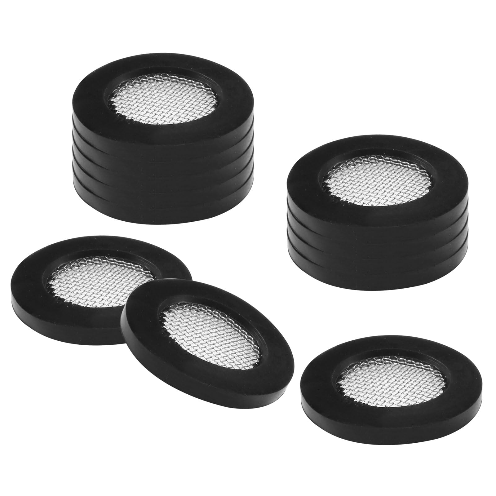 PATIKIL Rubber Flat Washers 24mm OD 16mm ID 2.4mm Thickness with Stainless Steel Filter, 12 Pack Gasket for Faucet Pipe Water Hose