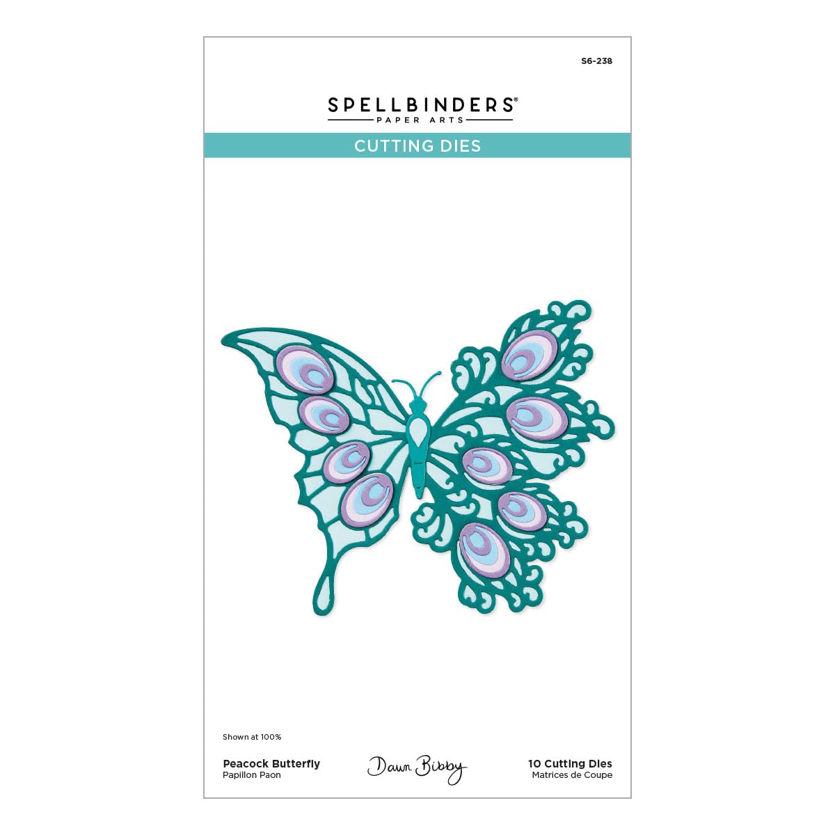 Spellbinders S6-238 Peacock Butterfly Etched Dies from The Peacock Paradise Collection by Dawn Bibby