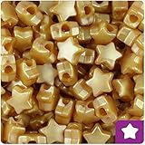 BEADTIN Gold Pearl 13mm Star Pony Beads (250pc)
