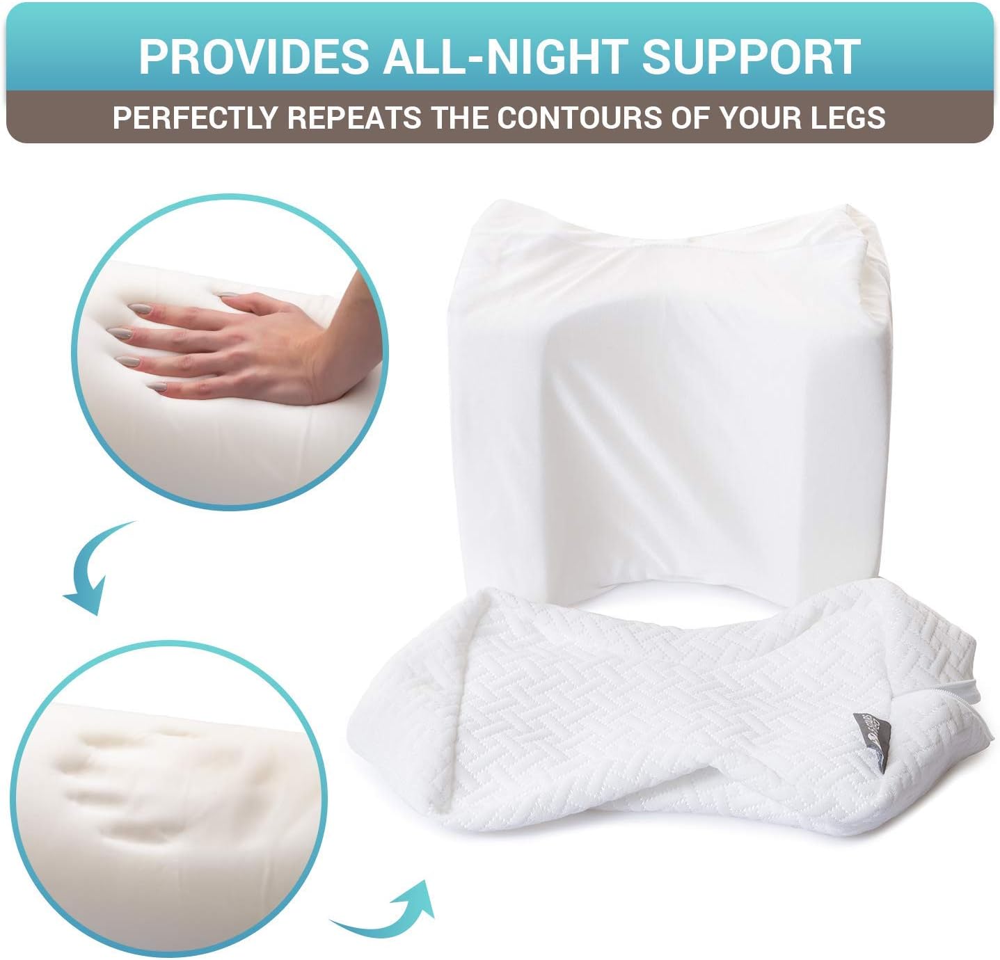 Knee Pillow for Side Sleepers - 100% Memory Foam Wedge Contour - Leg Pillows for Sleeping - Spacer Cushion for Spine Alignment, Back Pain, Pregnancy Support - Sciatica, Hip, Joint, Surgery Pain Relief: Home & Kitchen