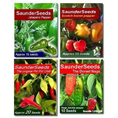 Chilli lovers grow your own pepper variety mix with jalapeno Piri Piri African red devil Scotch bonet and Dors
