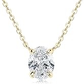 EONFUN 2ct Oval Moissanite Pendant Necklace, D Color VVS1 925 Sterling Silver Platinum Plated Dainty Pendant for Women Wife Mothers Day Jewelry Gifts