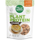 Plant Basics Hearty Plant Protein, Unflavored Chunks, 1 lb (Pack of 2) | Non-GMO, Gluten Free, Low Fat, Low Sodium, Vegan