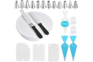 YCbingo Cake Decorating Supplies Kits 72PCS -1 Cake Turntable, 12 Piping Tips, 2 Icing Spatula, 3 Icing Smoother, 2 Silicone 