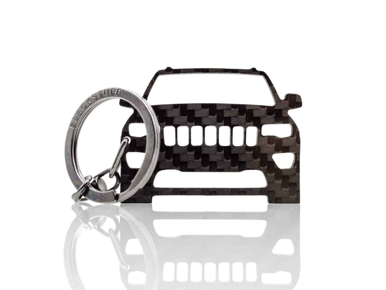 BlackStuff Carbon Fiber Keychain Keyring Ring Holder Compatible with Grand Cherokee 2014-2019 BS-620