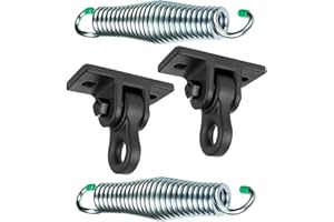 Barn-Shed-Play Black 2 Hole Aluminum Hangers and Springs Porch Swing Hanging Kit