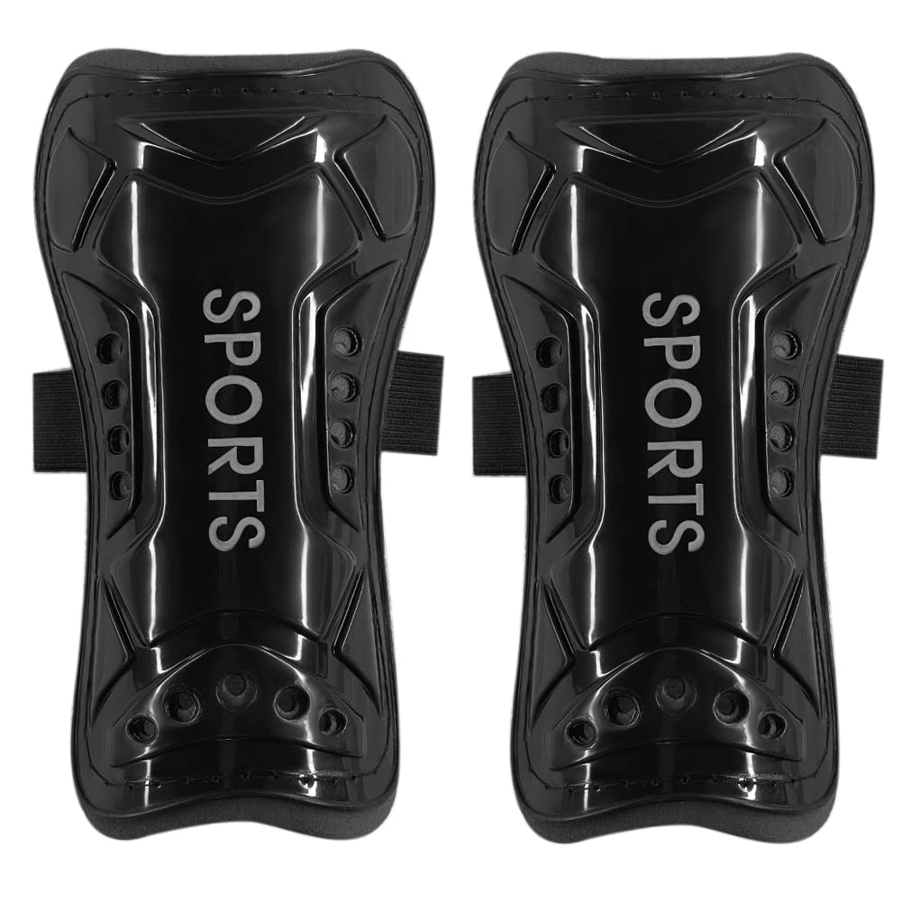 YAOTROOP 1 Pairs Football Shin Guards Pads Soccer Shin Guards Perforated Breathable Board for Boys Girls Teenagers Adults Football Games Leg Calf Protective Gear Black L