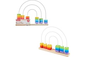 Fisher-Price Wood Baby Toy Rainbow Bead Bar Maze, Educational Activity for Fine Motor Skill Development for Toddlers Ages 1+ 