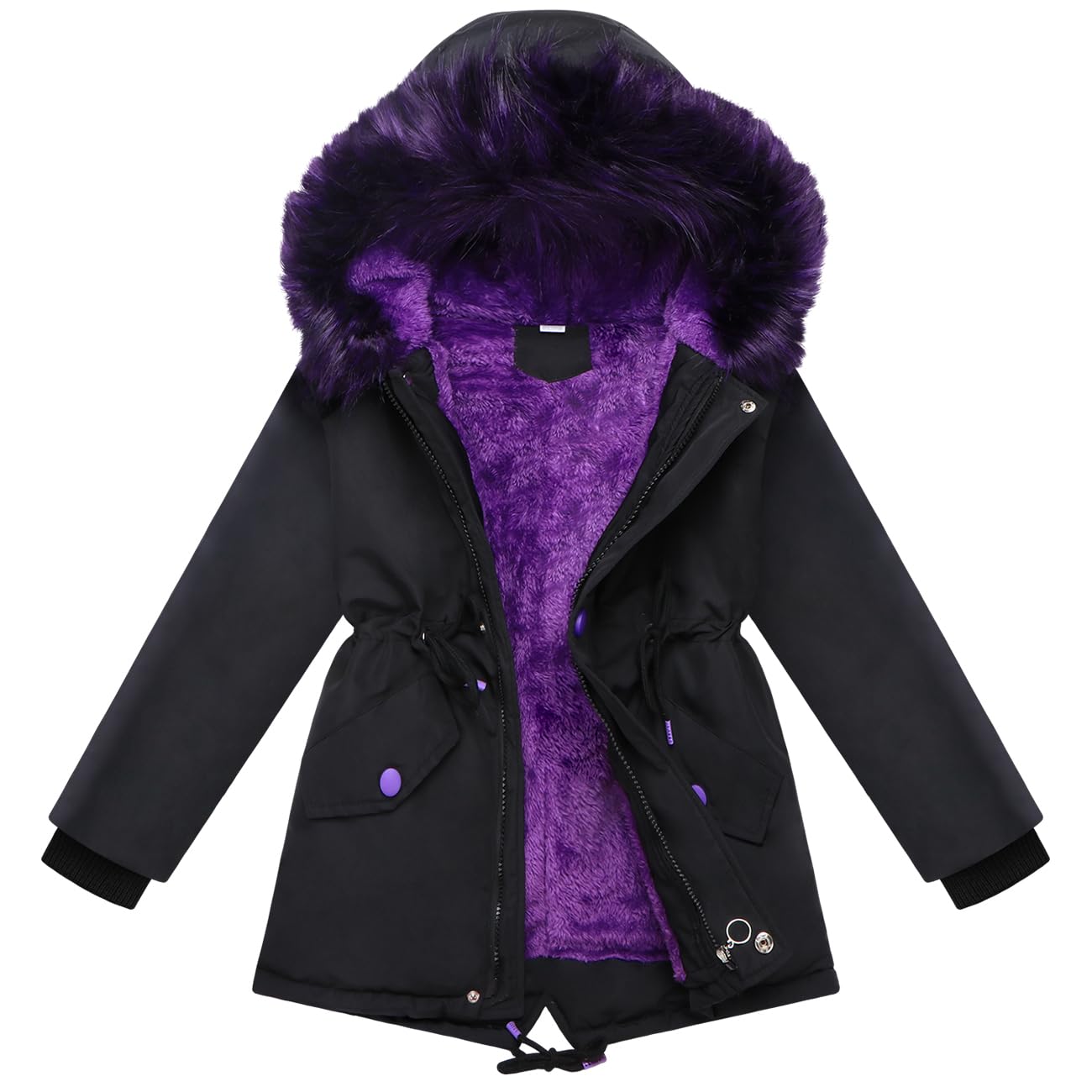 Podgina Girl Winter Coats Heavyweight Hooded Puffer Jacket Kid Parka Fleece Snow Outwear