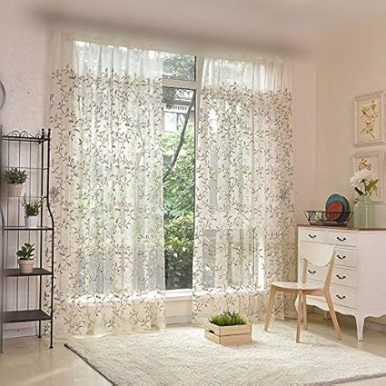 Amazon Com Wpkira Rod Pocket Top Home Decor Fresh Embroidered