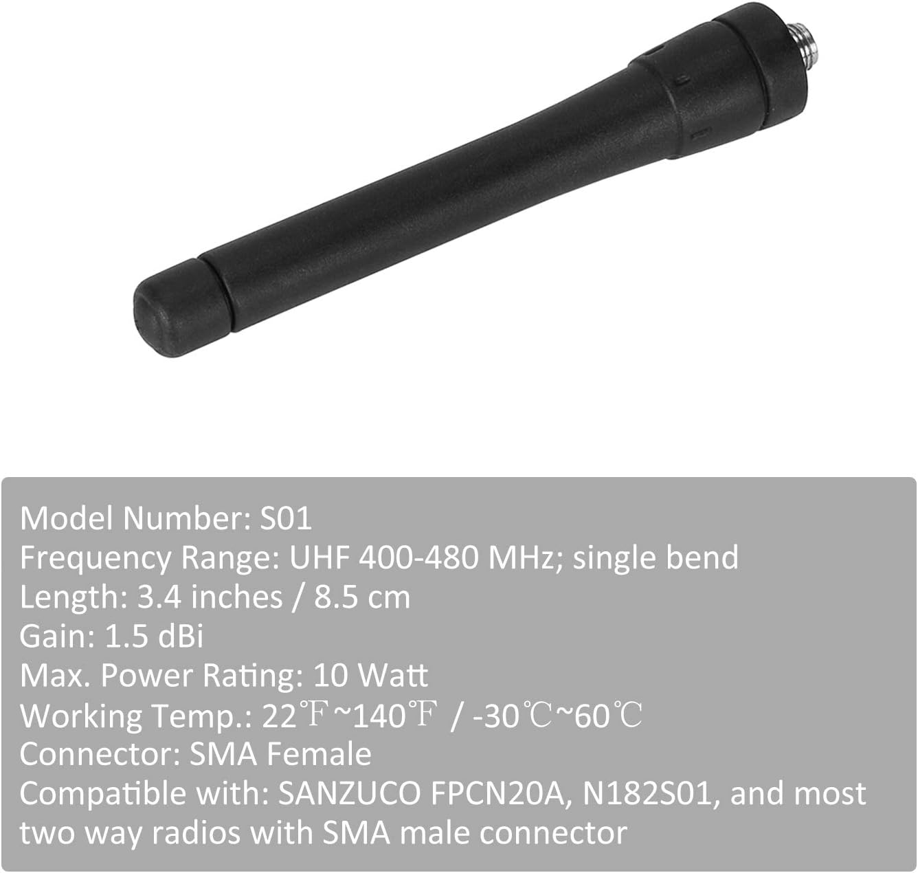 3.4 Inches Short Antenna for Retevis, Baofeng Kenwood Sanzuco Walkie Talkies, UHF 400-480 MHz Single Band with SMA Female Connector, Compatible with Most Two-Way Radios (6 Packs): Home Audio & Theater