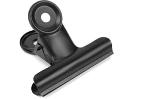 ORCIELO 10 Pack Bulldog Clips 2.5 Inches Large Hinge Paper Clips Metal Hinge Clips for Crafts, Food Bags, Drawings, Photos at Home Kitchen & Office Usage, Black, 63mm