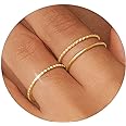 TOSGMY Gold Silver Rings for Women Non Tarnish Stackable Thin Gold Ring 18K Gold Plated Dainty Ring Set Trendy Thumb Pinky Knuckle Ring Wedding Bands Promise Engagement Gold Jewelry Rings Size 6 7 8 9 10 11