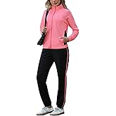 Marvmys Ladies Sweatsuits Sets Zip Front Track Suit Women Sweat Suits 2 Piece Zip Up Sportswear Activewear Set Dusty Rose XXL