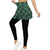 Tennis Skirted Leggings with Pockets for Women Active Skort Athletic Ruffle Pleated Golf Skapri with Skirt