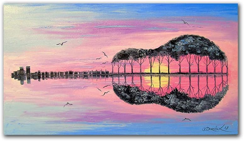 NADEALI Pintura Abstracta de Lienzo de Guitarra en paisajes Carteles e