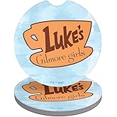 Gilmore Girls Luke's Diner Car Coasters, Pack of 2, 2.5" Ceramic Stone, Drink Coaster for Cup Holders with Finger Notch
