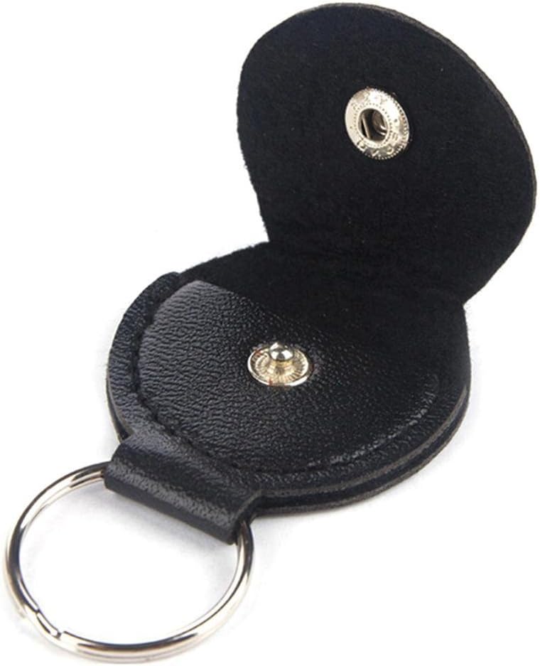 Black Leather Keychain Guitar Pick Holder Plectrum Bag Case UK