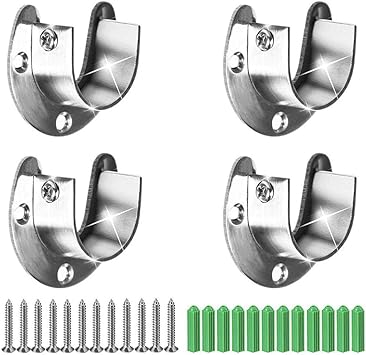 Luyao 4pcs Rundrohr-Halterung für Schrankrohr-Stange, 2 Stück