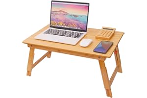 Lap Desk for Bed, COIWAI Bamboo Bed tary, Laptop Table, Foldable Floor Tray Bed Table Desk,Adjustable Height, Portable Picnic Desk Foldable,Serving Breakfast Tea Coffee in Bed Couch Floor