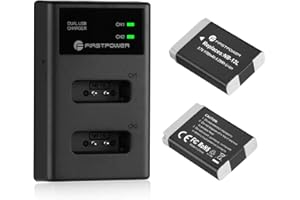 FirstPower 2-Pack NB-13L Battery and Dual USB Charger Compatible with Canon PowerShot G7 X Mark II, G7 X, G1 X Mark III, G5 X, G5X Mark II, G9 X, G9 X Mark II, SX620 HS, SX720 HS, SX730 HS, SX740 HS