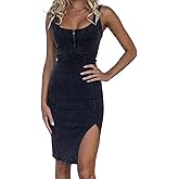 utcoco Denim Dress for Women Sleeveless Side Slit Bodycon Midi Jean Dresses for Women 2025