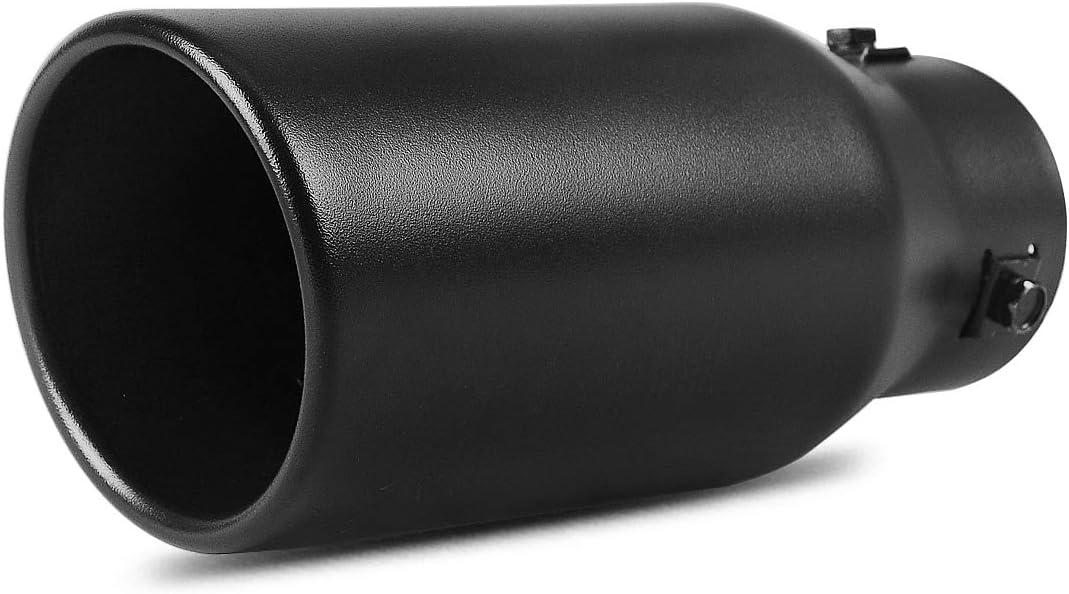 AUTOSAVER88 1.5-2.0 Inch Inlet Black Exhaust Tip, Black Powder Coated Stainless Steel Exhaust Tip, Bolt On Design.