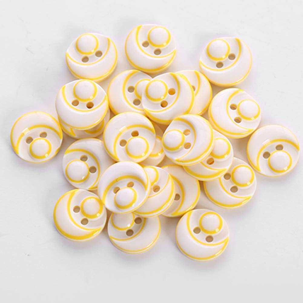 Egurs 48 PCS Children's Cute 2 Hole Color Buttons Resin Shirt Buttons for DIY Sewing Light yellow 09