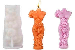 MUAECH Human Body Rose Candle Molds for Candle Making, 3D Body Art Candle Moulds, Homemade Soap Molds for Aromatherapy Plaster, Silicone Resin Casting Mold for Gifts Home Decor (Rose 02)