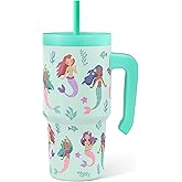 Mermaid Tumbler 20oz with Handle and Silicone Straw Lid for Kid, Insulated Stainless Steel Cup, Gift for Kids Girls, Gifts Idea for Birthday Christmas Back to School