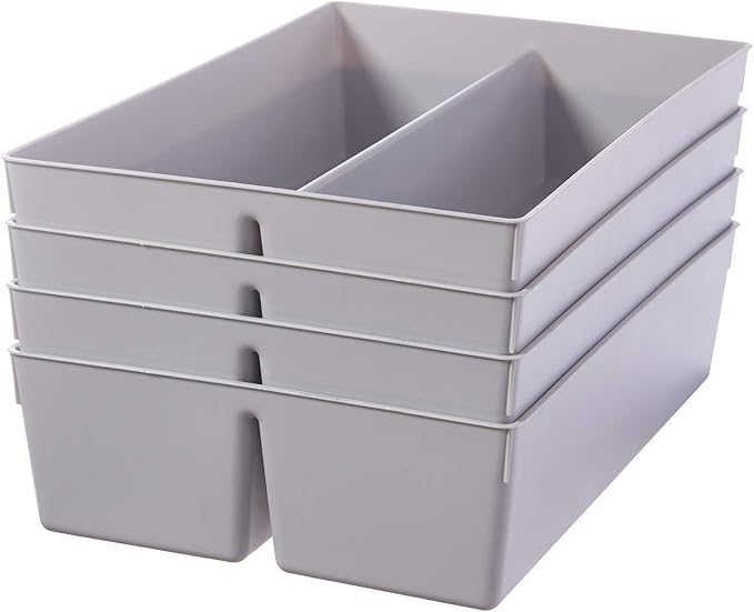 STORi Plastic Divided Drawer Organizers 12" Long Set of