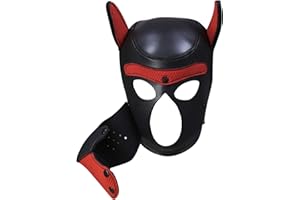 Neyway Pup Hood Mask, Removable Mask Puppy Play Hood, Neoprene Cosplay Dog Mask, Funny Costume Pup Hood Mask(Large)