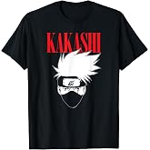 Naruto Kakashi Character Portrait Outline Tall Logo Anime T-Shirt
