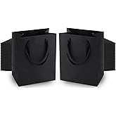 MOXARYSU Black Gift Bags With Handles: 8x5x10 Inch 100pcs Black Paper Bags Medium Bulk For Party Shopping Birthday Wedding (M, 100)